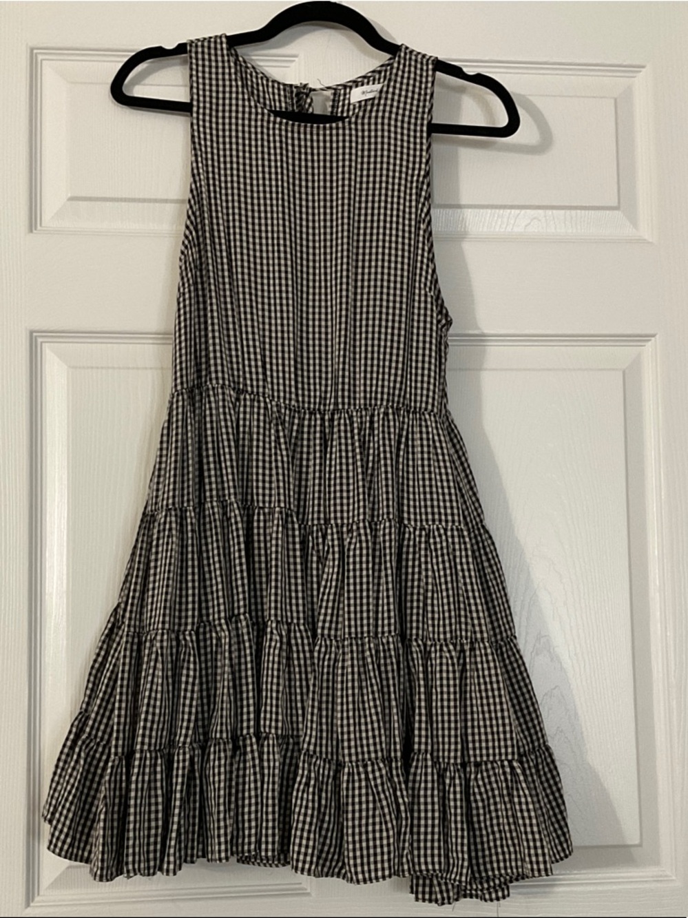 Mustard Seed Black and White Gingham Tiered Mini Dress